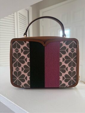 NWT Kate Spade, Spade Flower + Varsity Stripe Mini Top Handle
